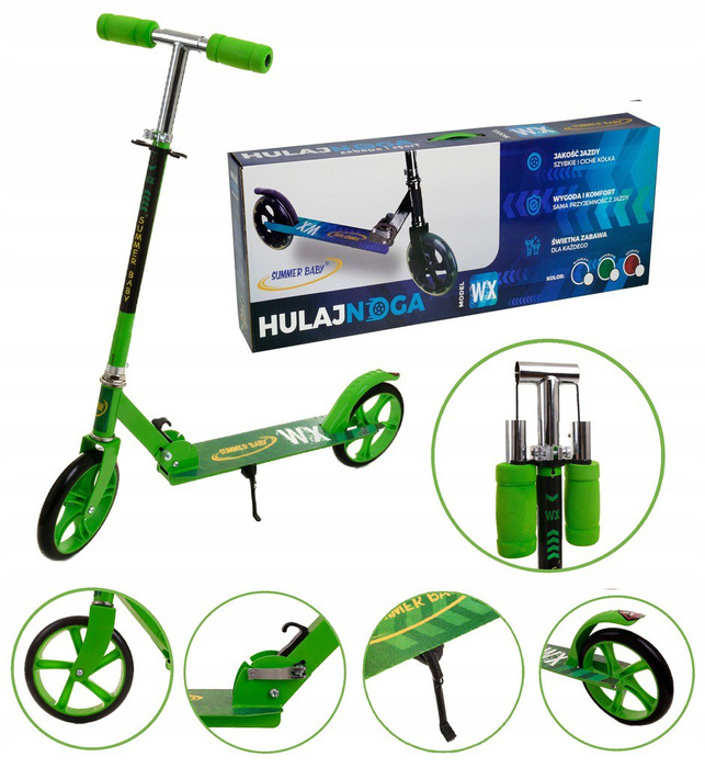 Hulajnoga Miejska Duża Summer Baby WX Składana Koła 20 cm Zielona, zdjecie 4