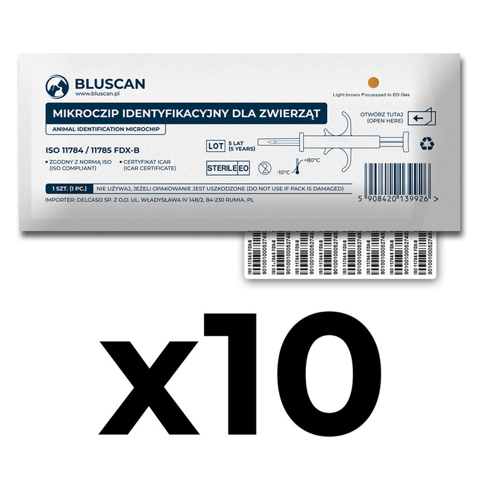 Mikrochip, Mikroczip – dla niedużych zwierząt (pies, kot itp.) 12 mm - Zestaw 10 szt.