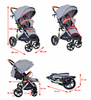 Wózek spacerowy spacerówka składany z akcesoriami Summer Baby Sempre - szary