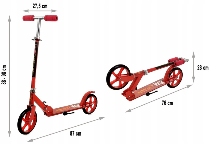 Hulajnoga Miejska Duża Summer Baby WX Składana Koła 20 cm Czerwona